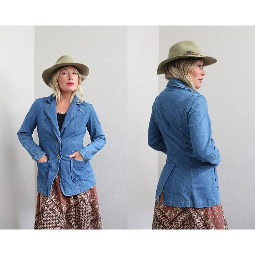 1970's Vintage JCPenney Tailored Medium Wash Denim Jean Jacket ~ Women's SM MD